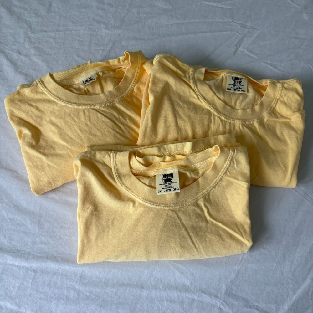 NWT 3 pack Mens Yellow Blank Crew Neck Short Sleeve Classic T-Shirt 3XL